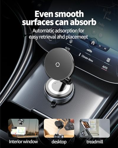 oricarmes Spinning Vacuum Magnetic Phone Holder 15W Fast Wireless Charger for All Smartphones & All Car Models Holds Like Glue on Bumpy Roads! FCC Certified car Phone Mount Magnetic