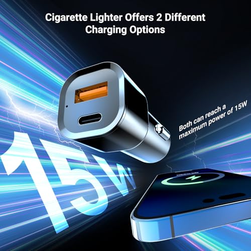 This Hill for Magnetic Cup Holder Charger, 360° Rotating Wireless Magnetic Car Charger, Fast Charging Phone Holder for iPhone 17 16 15 14 13 12 and Samsung Galaxy S20 Above Series [With QC 3.0 Adapter
