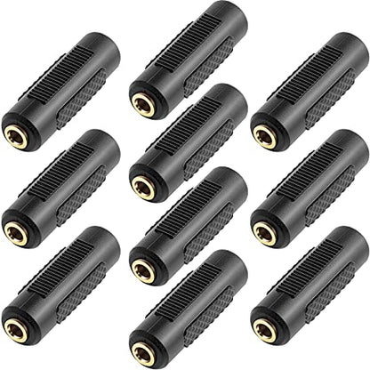 3.5mm to 3.5mm Stereo Jack Audio Adapter Female/Female Connectors,Gold Plated (10 Pack) - color: 10 Pack