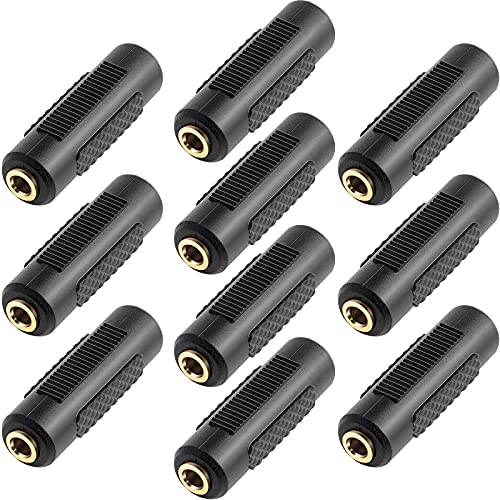 3.5mm to 3.5mm Stereo Jack Audio Adapter Female/Female Connectors,Gold Plated (10 Pack) - color: 10 Pack