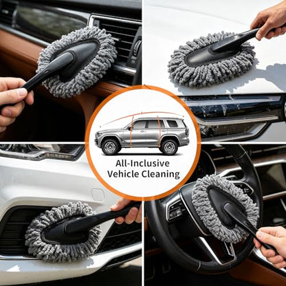 Car Detailing Brush Kit Interior & Exterior Cleaner, Ultra Soft Boars Hair Car Interior Detailing Brushes, 6 Different Detailing Brushes for Auto Detailing, Dashboard, Vents, Wheels and Tires