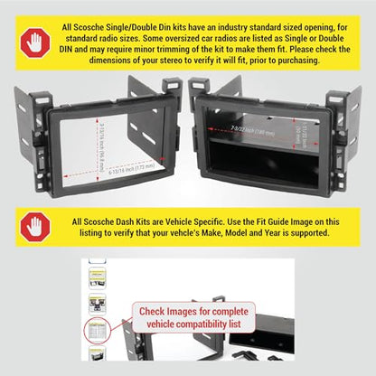 Scosche GM2500B Double DIN or Single DIN with Pocket Radio Installation Dash Kit Compatible with Select 2004-2021 GM Vehicles - Car Stereo Install Kit - See Fit Guide in Images to Verify Your Vehicle - style: Dash Kit Only