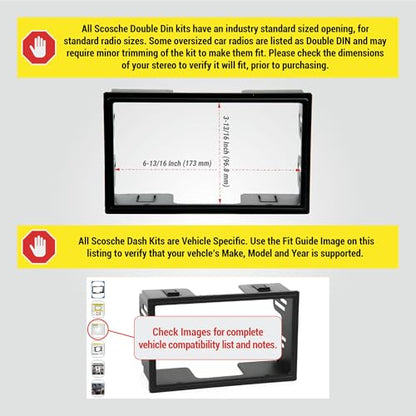Scosche VW2351B Double DIN Radio Install Dash Kit Compatible with Select 2002-05 Volkswagen Vehicles- Aftermarket Car Stereo Installation Kit - Factory Texture Match - See Fit Guide Image for Vehicles - style: Dash Kit Only