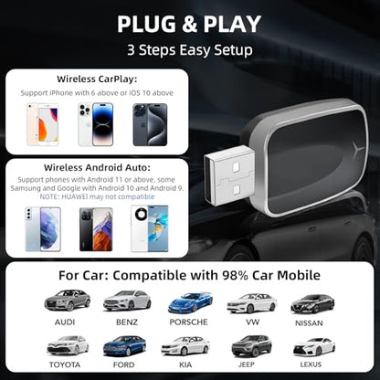 Plug&Play CarPlay Wireless Adapter for Apple iPhone Fast Auto Connect USB - color: USB Plug 1