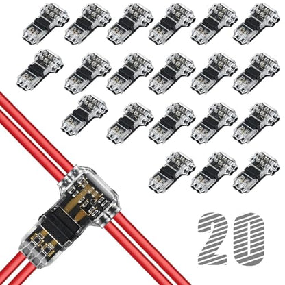 20 Pcs T-Tap Wire Connectors, 3-Way 2-Pin, 16-20 AWG - color: 2 PIN