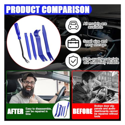 JOYCOURT 5PCS Auto Clip Pliers Set and Fastener Remover, No Scratch Automotive Door Panel Removal Tool, Car Trim Rivet Pry Tool Repair Kit for Vehicle Dash Audio Radio Installer - color: Blue