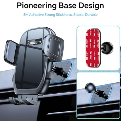 Car Phone Holder Mount【Windshield+Vent+Dash】 Suction Cup Phone Holders for Your Car Phone Mount, Cell Phone Car Mount for Truck Stand Dashboard car Mount for iPhone 16 15 Pro Max (Silicone Black) - color: Silicone Black