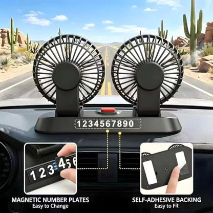 USB Dual Head Car Cooling Fan, 5V Brushless Motor, 2 Speed, 360° Rotation, Dashboard Mount, for Cars, SUVs, Trucks, RVs & Desk Use - color: 5V