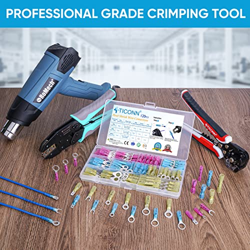 TICONN 400 Pcs Heat Shrink Wire Connectors, Marine Crimp Ring Terminal Kit - style: 400PCS Combo