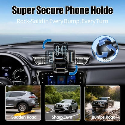 Car Phone Mount for Rogue 2014–2020, 15W Wireless Fast Charging Auto-Clamping Vent Phone Holder, One-Hand Operation, Hands-Free, 360° Adjustable, Without Blocking Airflow - size: for Nissan Rogue | 2014-2020
