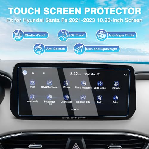 Karltys [Upgrade 2 Pack Screen Protector for Hyundai Santa Fe 2021~2023 10.25-Inch [No Glare & Fingerprint] Tempered Glass Hyundai Santa Fe for Models SEL/XRT/Limited/Calligraphy Accessories - size: 10.25 Inch 2021~2023 Hyundai Santa Fe