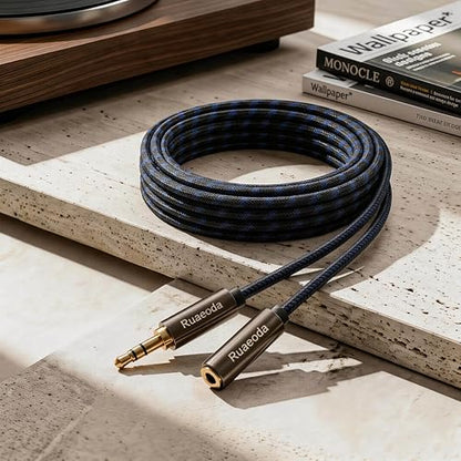 100 ft Double Shielded Long Headphone Extension Cable - 3.5mm Male to Female - color: Blue, size: 1Pack 100Ft