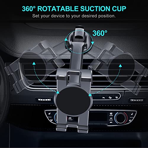 Vadaxx Dashboard & Windshield Car Tablet Mount Holder, 360° Rotatable Suction Cup Window Dash Phone Stand for iPad Pro 12.9/11/10.5/Air/Mini 6/5/4, Galaxy Tab, iPhone 16/15, 4.7"-12.9" Tab Phone