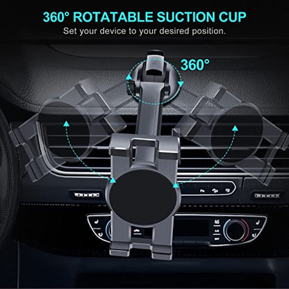 Vadaxx Dashboard & Windshield Car Tablet Mount Holder, 360° Rotatable Suction Cup Window Dash Phone Stand for iPad Pro 12.9/11/10.5/Air/Mini 6/5/4, Galaxy Tab, iPhone 16/15, 4.7"-12.9" Tab Phone