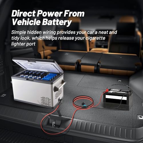 Anina 12V DC Power Cord Cable for Car Fridge with 14AWG O Ring Terminal Car Cooler Charger Compatible with Alpicool, COSTWAY, ARB, ICECO, Setpower, Aspenora, JoyTutus Portable Refrigerator