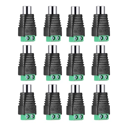 RCA to AV Screw Terminal Connector, RCA Cable Audio Adapter,Phono Female Jack Solderless Converter Audio/Video Connector Speaker Wire to RCA Adapter - color: 12 pack Female