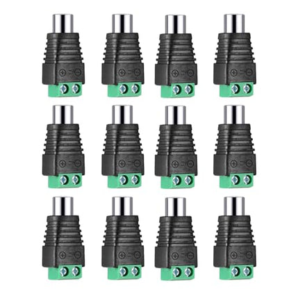 RCA to AV Screw Terminal Connector, RCA Cable Audio Adapter,Phono Female Jack Solderless Converter Audio/Video Connector Speaker Wire to RCA Adapter - color: 12 pack Female