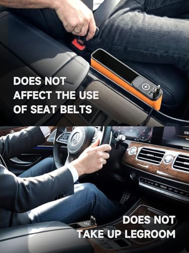 Elecshion Car Seat Gap Filler Organizer with 69W Retractable Car Charger