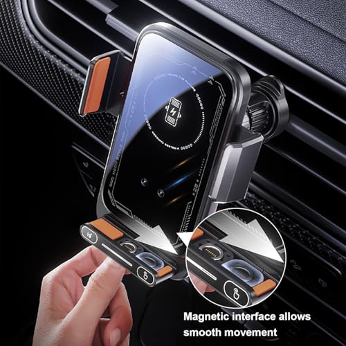 Wireless Car Charger Mount,Motorized 90° Rotating Auto-Clamping Air Vent Car Phone Holder Charger with Smart Sensor, 15W Fast Charging Wireless Car Charger for iPhone/Samsung (Black) - color: Black