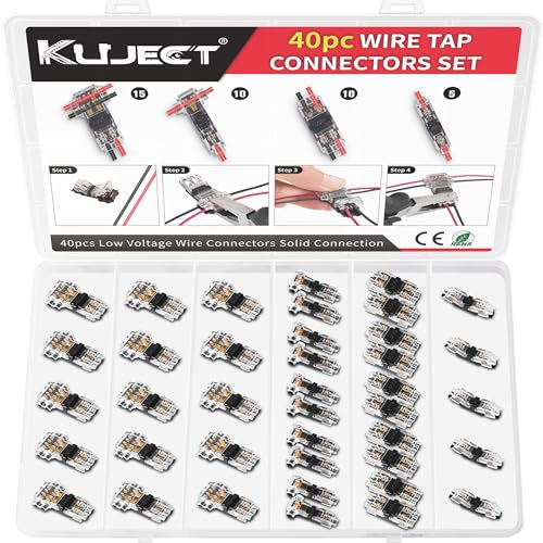 Kuject 40-Pack Wire Tap Connectors Kit for 18-24 AWG,Quick T Taps