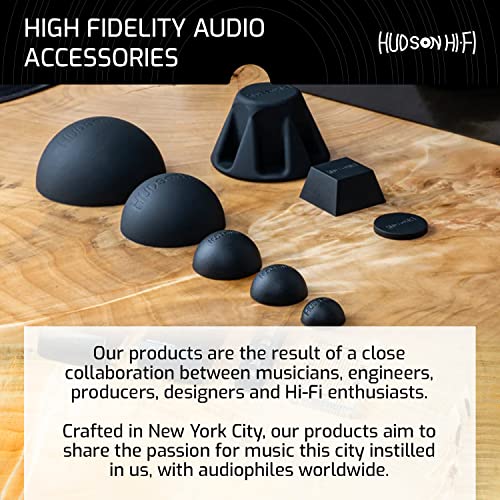 Hudson Hi-Fi Speaker Isolation Feet (4-Pack, 1") – Adhesive Silicone Anti-Vibration Pads for Speakers, Turntables, Subwoofers & Amplifiers, Supports 5-18 lbs Per Pad - size: 1.25"