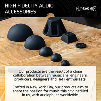 Hudson Hi-Fi Speaker Isolation Feet (4-Pack, 1") – Adhesive Silicone Anti-Vibration Pads for Speakers, Turntables, Subwoofers & Amplifiers, Supports 5-18 lbs Per Pad - size: 1.25"