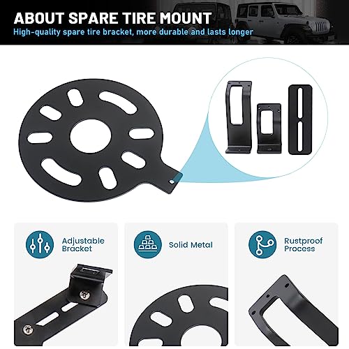 EWAY Classic 3.0 Adjustable Spare Tire Backup Camera for Jeep Wrangler JK JKU Rubicon Sahara Sport Unlimited 2007-2018, Heavy-Duty Metal Housing Rear View Reverse Parking Off-Road Wheel Mount Camera