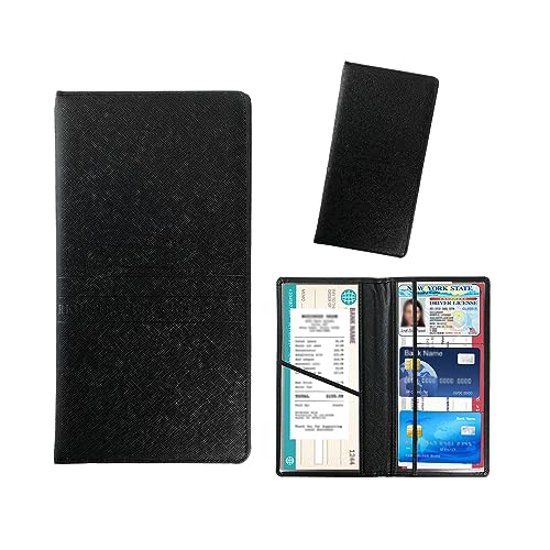 Kewucn Car Registration and Insurance Card Holder, Leather Auto License Document Glove Box Compartment Organizer, Essentials Vehicle Wallet Case for Driver License, ID Card (Cross Black) - color: Large-Cross Black