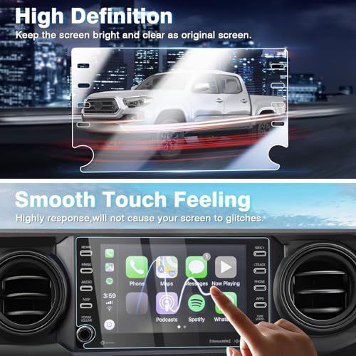 Karltys [Upgrade 2 Pack Screen Protector for 2020-2023 Toyota Tacoma 8 Inch [No Glare & Fingerprint] for Models SR5/Trail/TRD/Limited Touchscreen, 9H Tempered Glass Navigation Screen Cover - size: 8"Toyota Tacoma 2020-2023