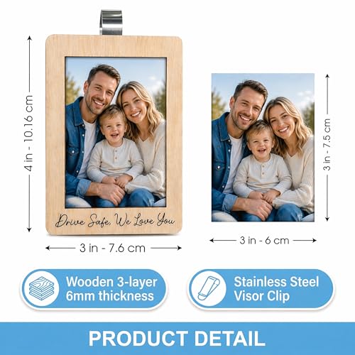 Hangwoous Car Visor Picture Frame, Drive Safe I Love You Visor Clip, Car Picture Holder, Drive Safe Car Visor Clip, Fathers Day Keepsake, Car Picture Frame, Cars Photo Holder - color: Drive Safe We Love You