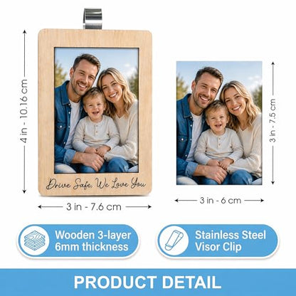 Hangwoous Car Visor Picture Frame, Drive Safe I Love You Visor Clip, Car Picture Holder, Drive Safe Car Visor Clip, Fathers Day Keepsake, Car Picture Frame, Cars Photo Holder - color: Drive Safe We Love You