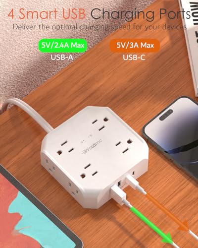 2 Prong Power Strip, WRXDMC 2 Prong to 3 Prong Outlet Adapter - size: 10FT