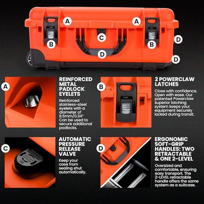 NANUK 935 Hard Case with Cubed Foam – Waterproof Protective Equipment Case with Wheels, 22” x 14” x 9” – Dustproof and Impact Resistant, Airline Carry-On Approved – Orange - color: Orange, style: Cubed Foam With Lid Organizer