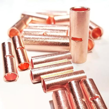 SVAAR 280 PCS Non‑Insulated Butt Connectors Kit, 26‑8 AWG Heavy‑Duty Pure Copper Seamless Barrel Crimp Butt Splices, Uninsulated Wire Repair Splice Terminals for 26‑8 Gauge Wire - color: Non-Insulated Splice - Bare Copper