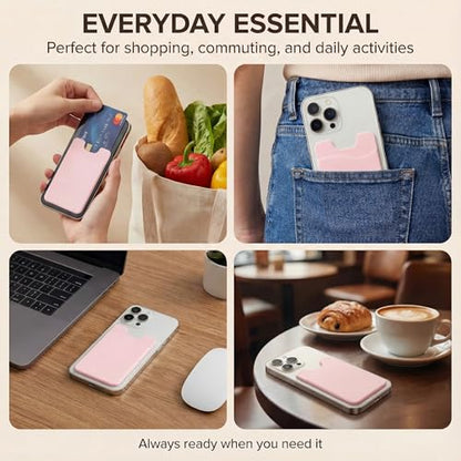 2-Pack Pink Silicone Suction Phone Wallet, Stick-On Card Holder - color: 2 PCS Silicone Suction (Pink)