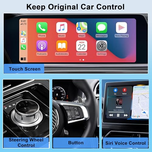 Wireless CarPlay Adapter for Apple - Convert Wired to Wireless, Plug & Play Dongle for iPhone & Factory Wired Cars - Fit Cars from 2016 and iOS 10+ - style: square