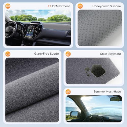 Sunsdrew Upgraded Gray Dash Cover for 2024-2026 Subaru Crosstrek Accessories,Custom Fit Dashboard Cover Mat Anti-Glare UV Protector Non-Slip - size: 24+Crosstrek Dash Cover(Gray)