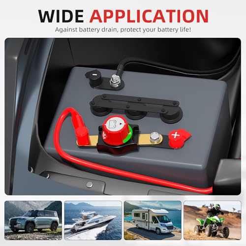 Joinfworld Side Post Battery Disconnect Switch 12V-48V 275A Waterproof Marine Battery Cut Off Switch 12 Volt for Car RV Boat ATV UTV Vehicles - color: 250A On-Off Side Post