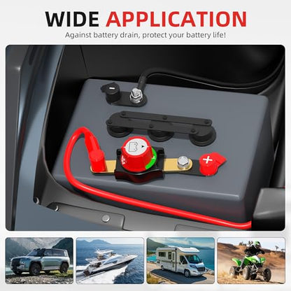 Joinfworld Side Post Battery Disconnect Switch 12V-48V 275A Waterproof Marine Battery Cut Off Switch 12 Volt for Car RV Boat ATV UTV Vehicles - color: 250A On-Off Side Post