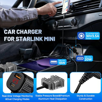 Starlink Mini Car Adapter,16.4FT3in1 Ultra Stable Starlink Mini Car Charger - color: 16.4FT/5M