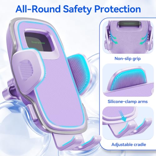 Car Vent Phone Holder [Thick Cases Friendly] Rotatable Universal Phone Mount for Car with Metal Hook & Wide Clamp, Purple Car Phone Holder Mount Compatible with iPhone 17 Pro Max 15 14 13 Samsung S25 - color: Lavender