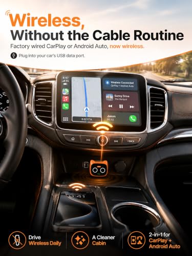 Wireless CarPlay & Android Auto Adapter, Two-Phone Switch Button