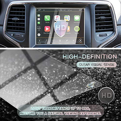CDEFG Car Touchscreen Navigation Touch Screen Protector for 2014-2018 Grand Cherokee Uconnect, HD Clear Tempered Glass 9H Scratch Resistance (8.4IN) - color: 8.4IN for 2014-2018 Grand Cherokee