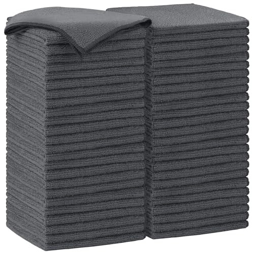 AIDEA Grey Microfiber Cleaning Cloth-50PK, Cleaning Rags 12"x 12" Absorbent - color: Grey, size: 12in.x12in.