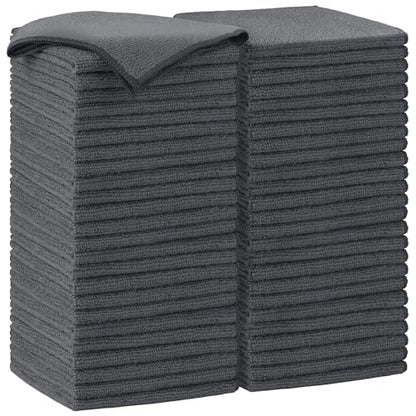 AIDEA Grey Microfiber Cleaning Cloth-50PK, Cleaning Rags 12"x 12" Absorbent - color: Grey, size: 12in.x12in.