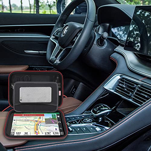 BOVKE Hard Carrying GPS Case for 10-inch Garmin Dezl OTR1000 / OTR1010 / RV 1090 GPS Navigator System, Mesh Pocket for Car Charger, USB Cables, Black