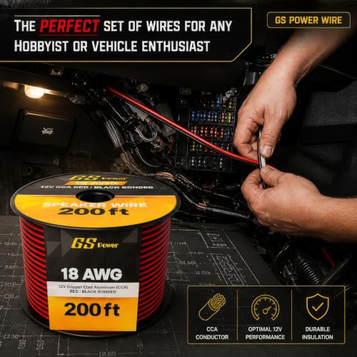 GS Power 18 Gauge Wire Automotive - 400ft CCA Primary Bonded Wire - size: 18 Gauge-200 ft-Bonded