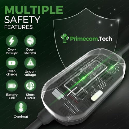PRIMECOM Level 2 Electric Vehicle (EV) Charger (220V / 240Volt, 16Amp) Portable EVSE Smart Electric Car Charger, 30', 40', and 50 Feet Lengths (30 Feet, 14-30P) - color: 14-30P, size: 30 Feet