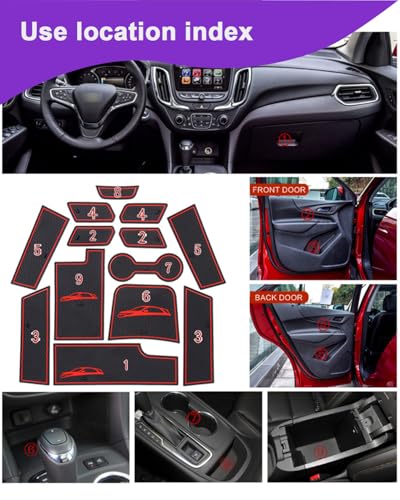 Center Console Insert Mats for Chevy Equinox 2018-2024 13Pcs Black - color: Black, size: for Equinox 2018-2024
