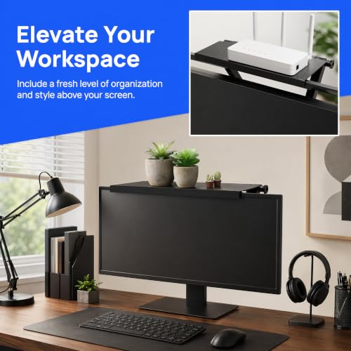 13 Inch Adjustable Screen Top Shelf Organizer for TV Computer Monitor Flat Screen, Large TV Mount Top Shelf Used To Place Soundbar Cable Box Speakers Apple TV Play-station Camera Frames Remote - size: 13-Inch